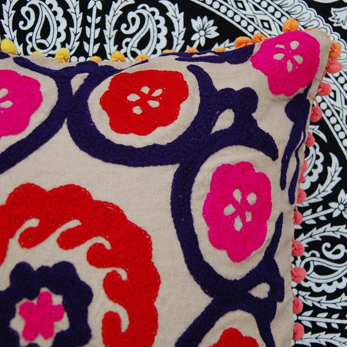 Suzani Embroidered Cushion Cover Multi Pillow Covers Decor-Craft Jaipur