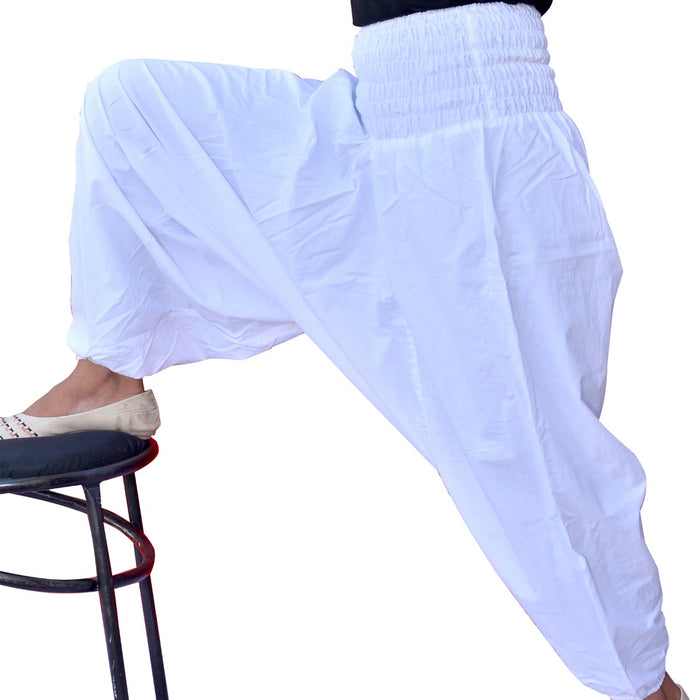 Cotton Harem Pants In white color