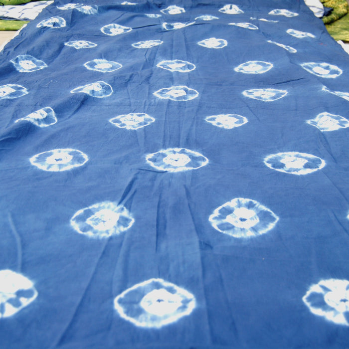 Handmade Tie Dye Indigo Blue Cotton Shibori Printed Fabric