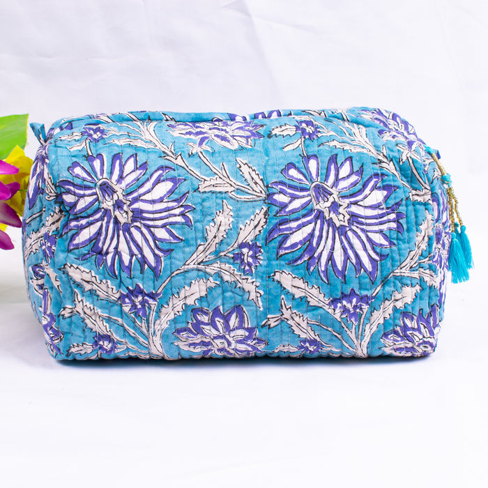 Cosmetic Bag, Assorted hand Block Printed Large Toiletry Bag, Waterproof Wash Bag, Makeup Bag, Travel Bag with Pockets, Jumbo Wash Bag