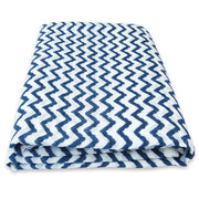 Indigo Blue Zig Zag Printed Running Cotton Sanganeri Fabric