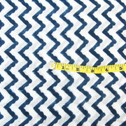 Indigo Blue Zig Zag Printed Running Cotton Sanganeri Fabric