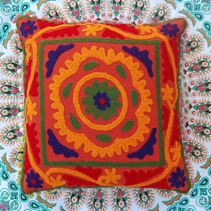 Suzani Pillows Cushion Cover Embroidered Throw Shams-Craft Jaipur