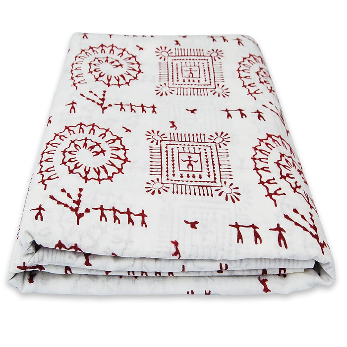 Vintage Floral Block Printed Cotton Sanganeri Running Fabric-Craft Jaipur