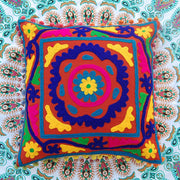 Suzani Embroidered Cushion Cover Cotton Pillow Cover-Craft Jaipur