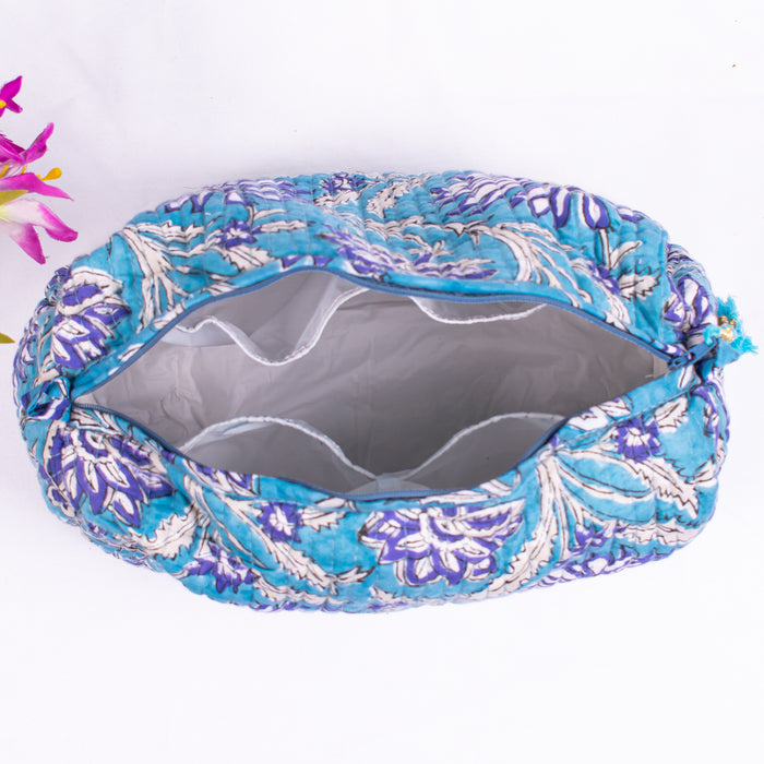 Cosmetic Bag, Assorted hand Block Printed Large Toiletry Bag, Waterproof Wash Bag, Makeup Bag, Travel Bag with Pockets, Jumbo Wash Bag