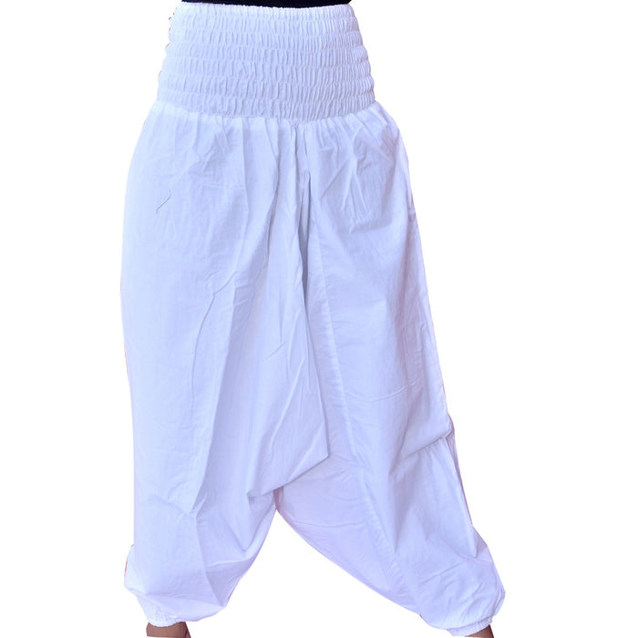 Cotton Harem Pants In white color