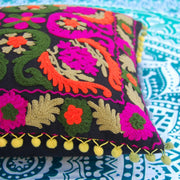 Suzani Pillows Embroidery Indian Cushion Cover Vintage Throw-Craft Jaipur