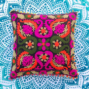 Suzani Pillows Embroidery Indian Cushion Cover Vintage Throw-Craft Jaipur