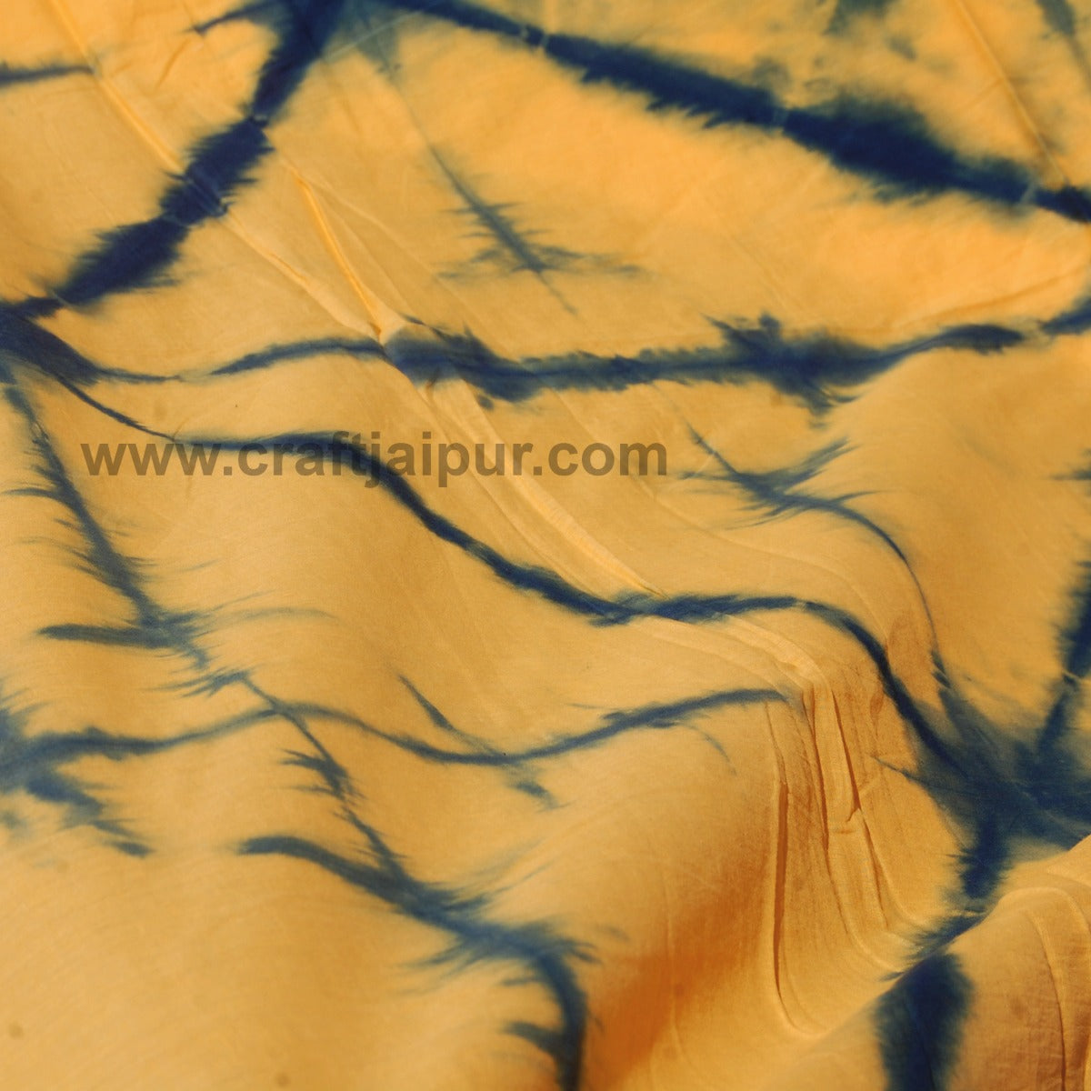 Yellow And Blue Tie & Dye Cotton Running Fabric