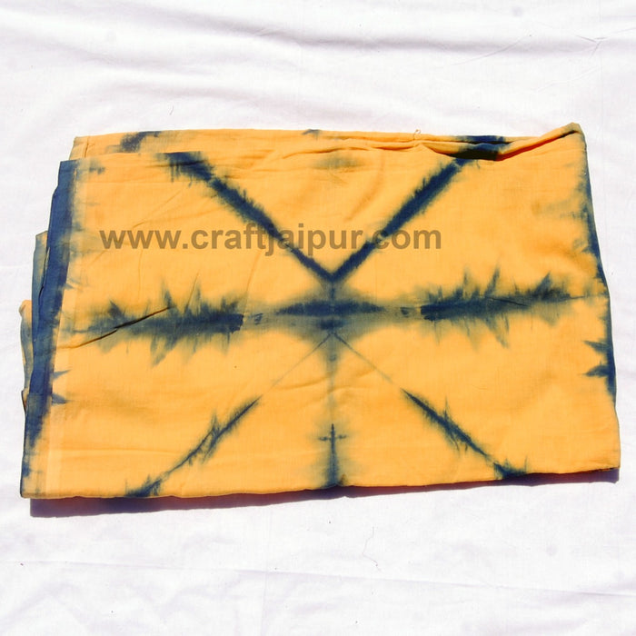 Yellow And Blue Tie & Dye Cotton Running Fabric