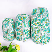 Hand Block Printed Toiletry Bag, Waterproof Wash Bag, Makeup Bag, Cosmetic Bag, Travel Bag with Pockets, India Wood Blocks, Jumbo Wash Bag