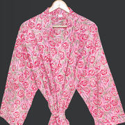 Women Dressing Gown, Hand Block Print Cotton Bathrobe, Unisex Bathrobes, Womens Bathrobes