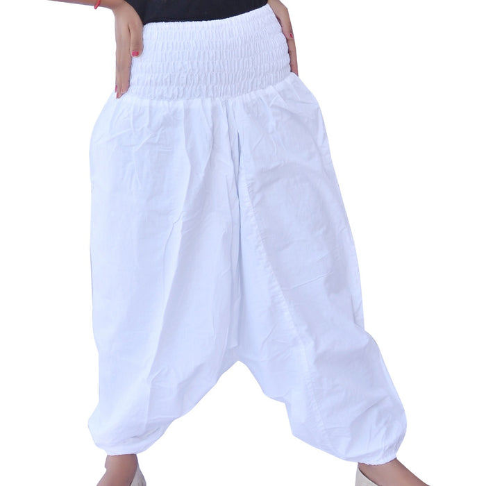 Cotton Harem Pants In white color