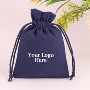 Custom Jewelry Packaging Pouch, Coins, Herbal and Cosmetic Products Packaging Pouch, Drawstring Pouch With Brand Logo (Navy Blue, Pack Of 100)-CraftJaipur