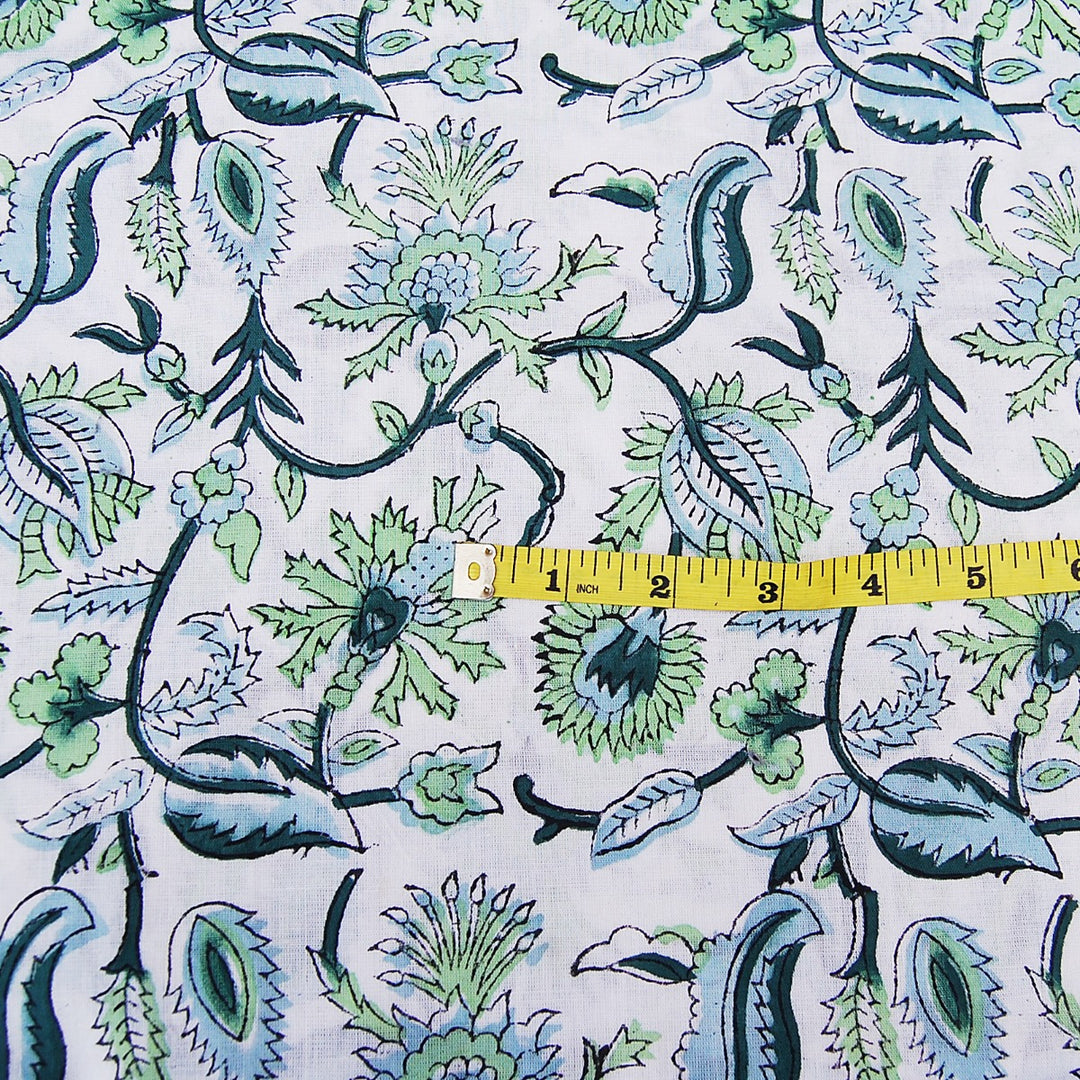 Multi Floral Printed Block Cotton Fabric Voile Dress Material