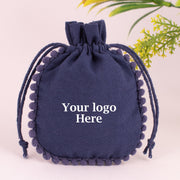 Designer Cotton Drawstring Jewelry packaging Pouch Custom Wedding Favor Gift Bags (Pack Of 100, Navy Blue)