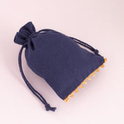 Designer Drawstring Eco Friendly Jewelry packaging Pouch Custom Cotton Wedding Favor, Gift Package (Pack Of 100, Navy Blue)