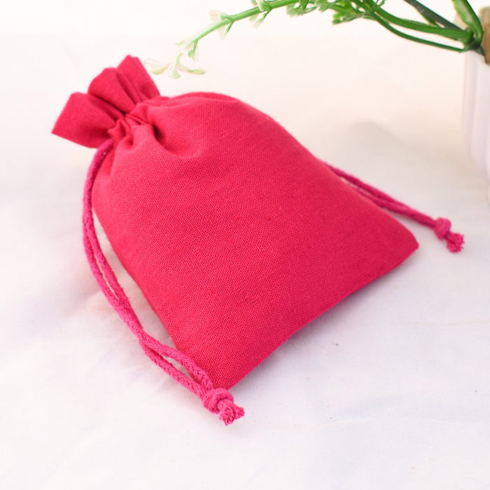 (Pack Of 100, Pink) Cotton Drawstring Jewelry Packaging Pouch, Gift Package Bag