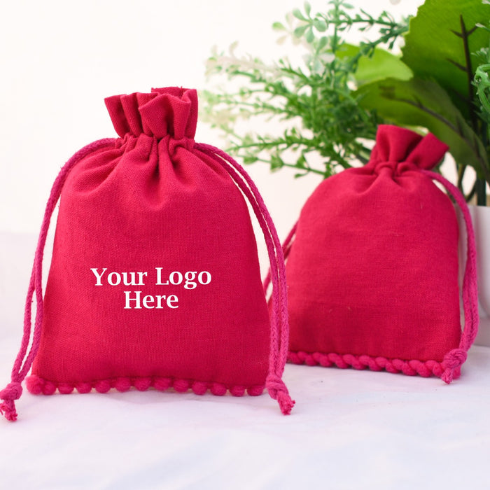 (Pack Of 100, Red) Designer Drawstring Pouch, Jewelry Accessories Package Bag-CraftJaipur