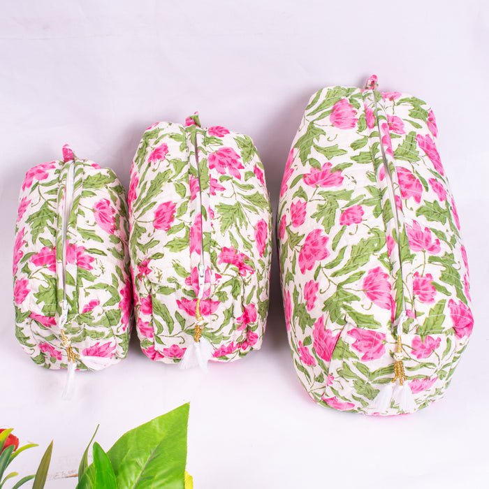 Travel Bag with Pockets, Assorted hand Block Printed Large Toiletry Bag, Waterproof Wash Bag, Makeup Bag, Cosmetic Bag, Jumbo Wash Bag