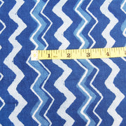 Handmade Indigo Zig Zag Block Printed Indian Cotton Fabric