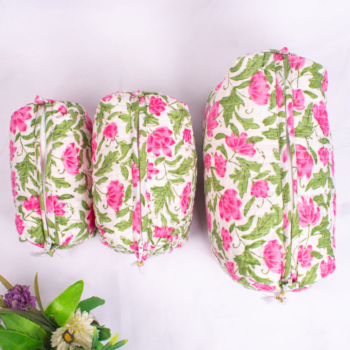 Travel Bag with Pockets, Assorted hand Block Printed Large Toiletry Bag, Waterproof Wash Bag, Makeup Bag, Cosmetic Bag, Jumbo Wash Bag