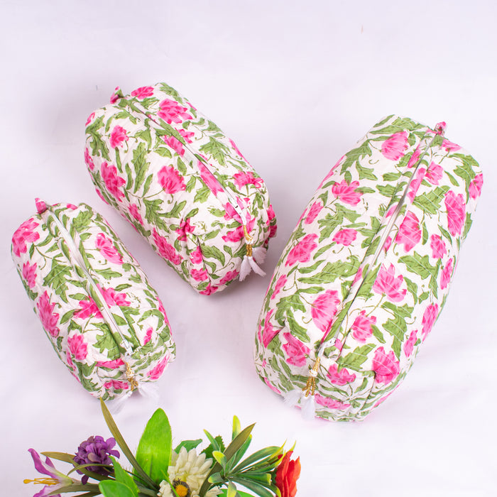 Travel Bag with Pockets, Assorted hand Block Printed Large Toiletry Bag, Waterproof Wash Bag, Makeup Bag, Cosmetic Bag, Jumbo Wash Bag