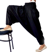 Women Harem Cotton Pants, Aladdin Trousers in Black Color, Yoga Pants for Dance