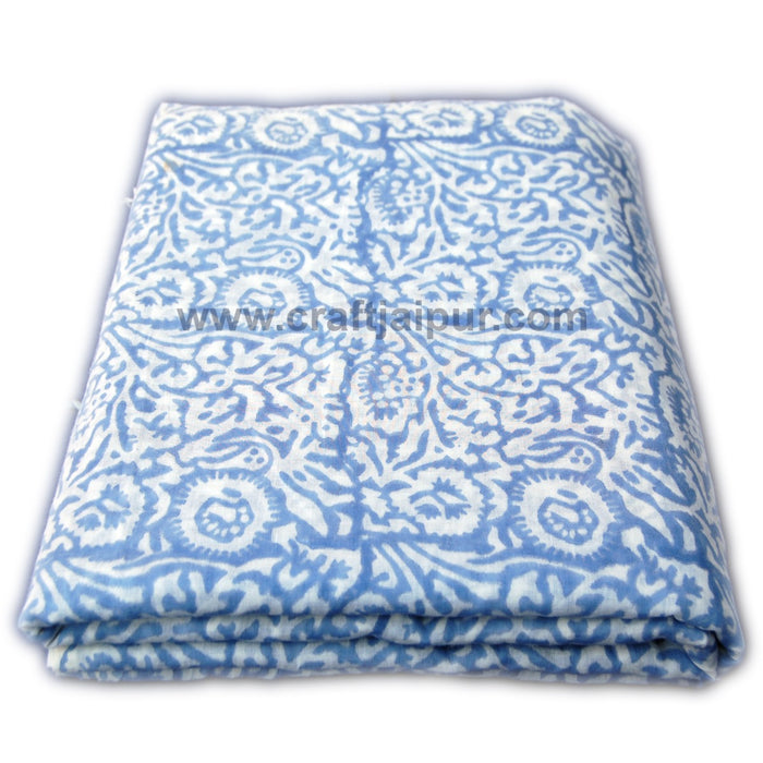 Handmade Indigo Blue Sanganeri Block Printed Indian Fabrics - CraftJaipur