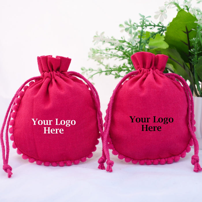 Customizable Cotton Pouch For Jewelry Packaging, Drawstring Pouch Wedding favor Bags