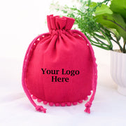 Customizable Cotton Pouch For Jewelry Packaging, Drawstring Pouch Wedding favor Bags