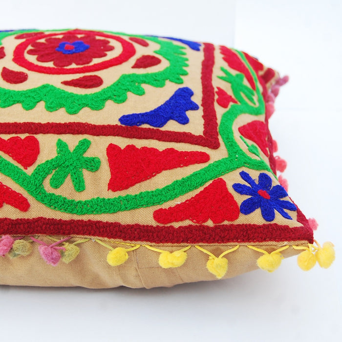 Ethnic Square Suzani Cushion Cover Vintage Embroidery