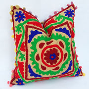 Ethnic Square Suzani Cushion Cover Vintage Embroidery