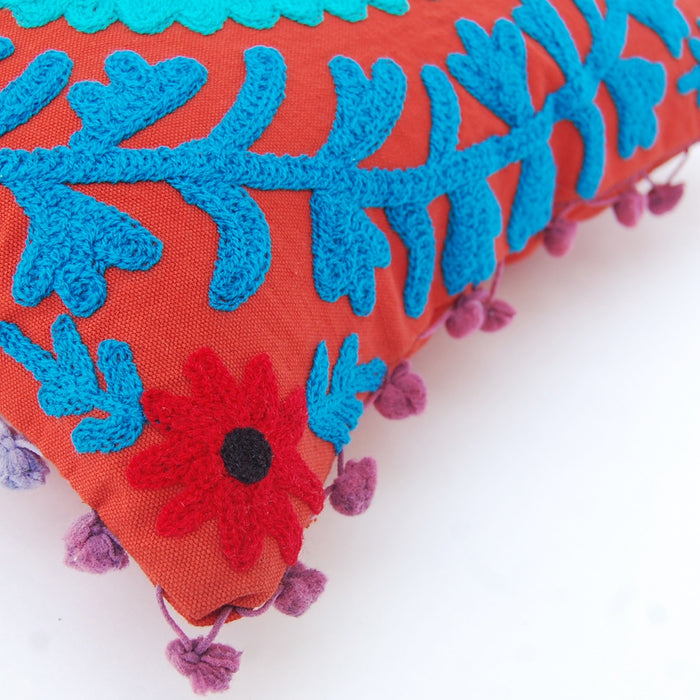 Suzani Woolen Embroidery Throw Pillows Cushion Cover - CraftJaipur