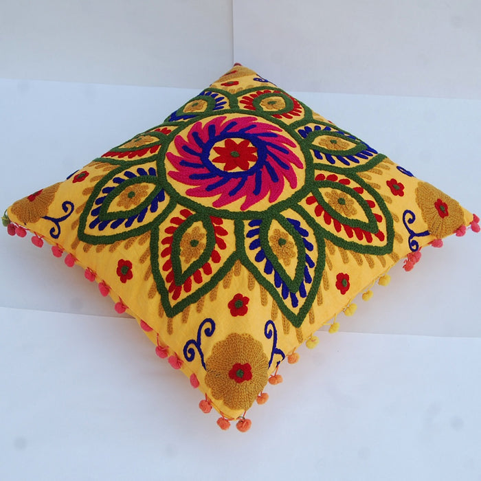 Suzani Cushion Cover Woolen Embroidery Pillow Cases - CraftJaipur