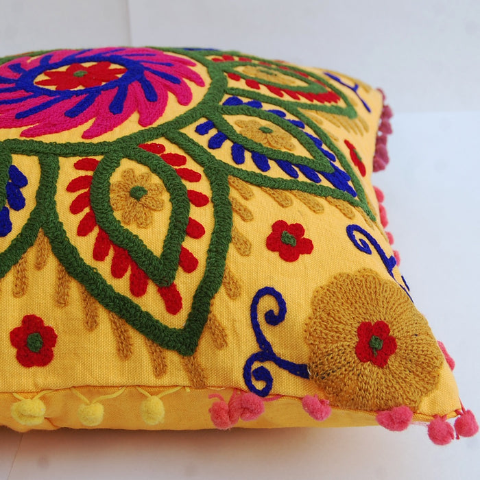 Suzani Cushion Cover Woolen Embroidery Pillow Cases - CraftJaipur