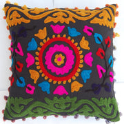 Handmade Suzani Pillow Cover Woolen Embroidery Cushion