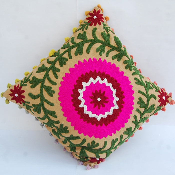 Vintage Suzani Cushion Cover Embroidered Square Pillows - CraftJaipur
