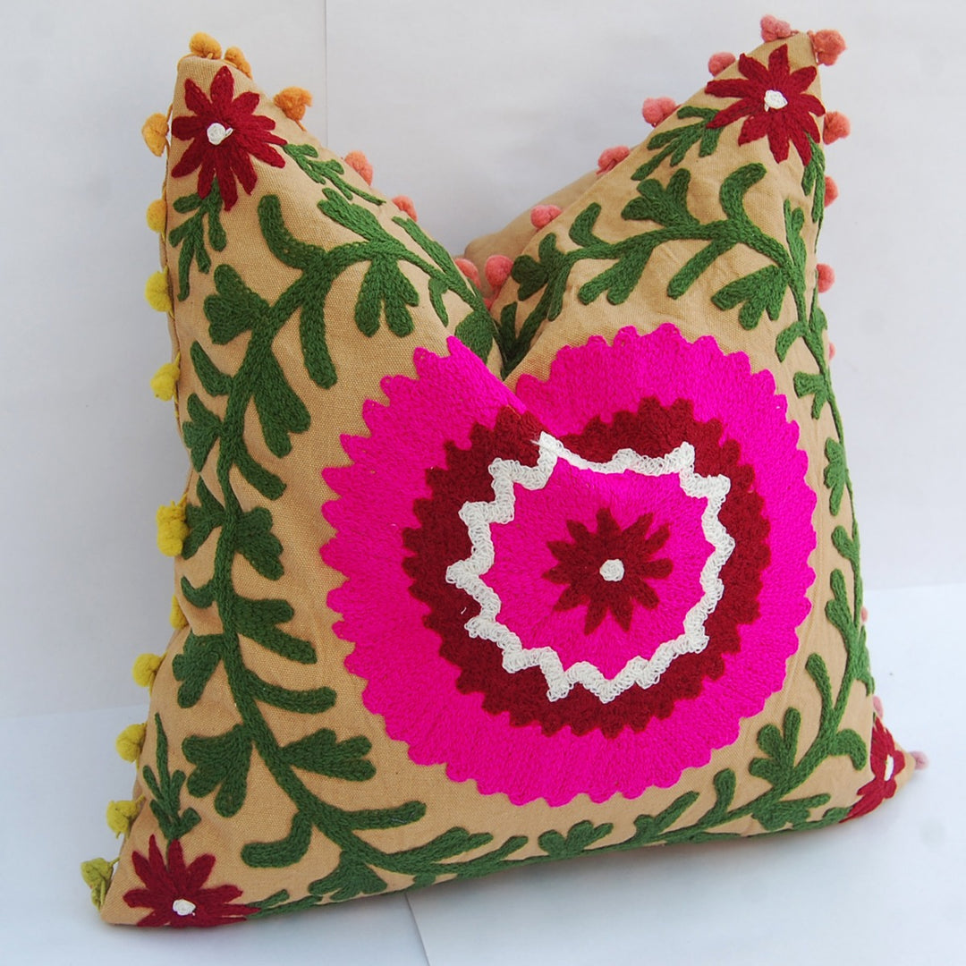 Vintage Suzani Cushion Cover Embroidered Square Pillows