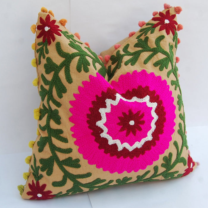 Vintage Suzani Cushion Cover Embroidered Square Pillows