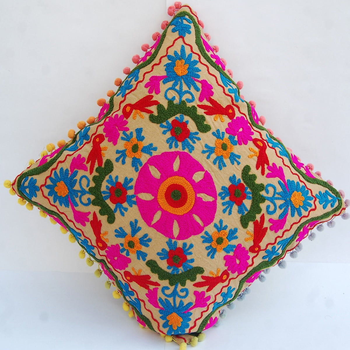 Suzani Cushion Cover Embroidered Pillow Case Sofa Decor - CraftJaipur