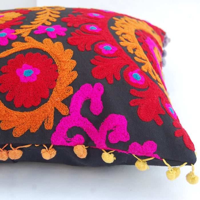 Embroidered Suzani Square Cushion Cover
