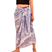 Block Printed Cotton Scarves, Cotton Sarongs for Women, White Sarong Style Cover-Up, Beach Coverups