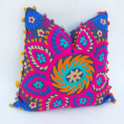 Suzani Embroidered Cushion Cover Cotton Shams Pillows - CraftJaipur