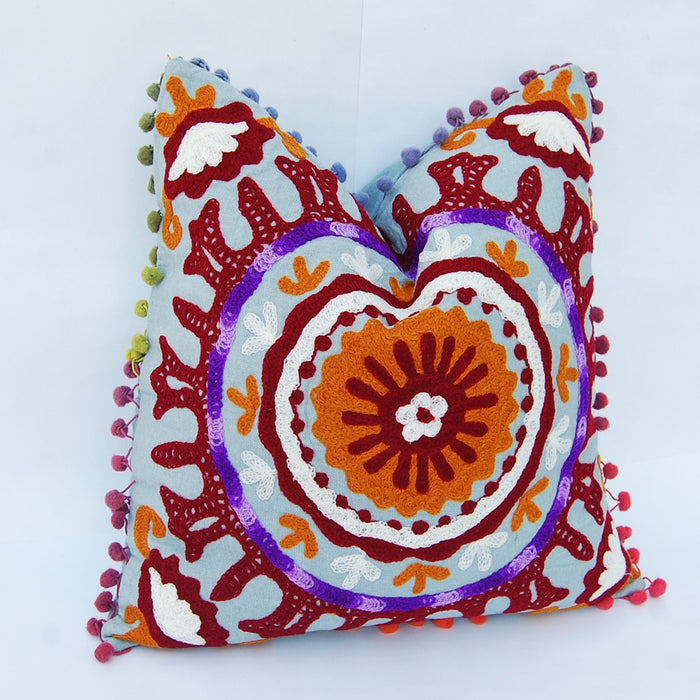 Vintage Suzani Cushion Cover Embroidered Pillow Case - CraftJaipur