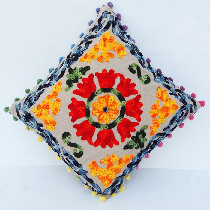 Vintage Suzani Cushion Cover Pillows Woolen Embroidery - Craft\Jaipur