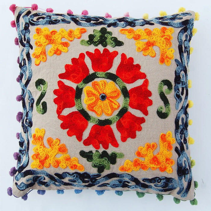 Vintage Suzani Cushion Cover Pillows Woolen Embroidery - Craft\Jaipur