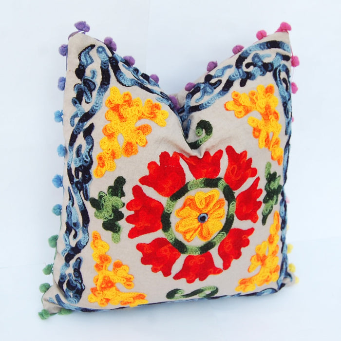 Vintage Suzani Cushion Cover Pillows Woolen Embroidery - Craft\Jaipur