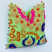 Suzani Cushion Cover Embroidery Pom Pom Square Pillow Cases
